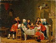 Pehr Hillestrom Convivial Scene in a Peasant's Cottage USA oil painting artist